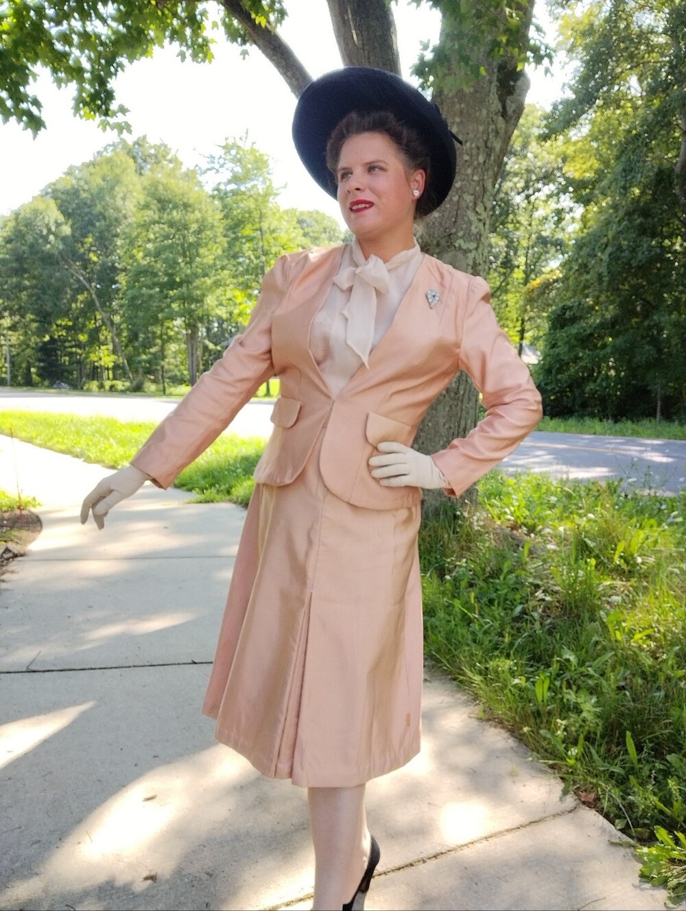 Women's Vintage Style Three-Piece Jacket & Skirt Set
